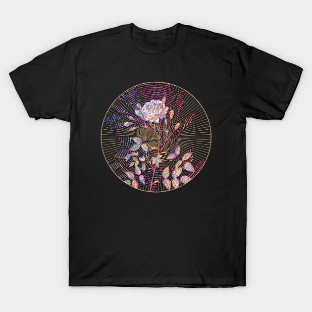 White Rose of Rosenberg Floral Rainbow Mosaic T-Shirt by Holy Rock Design